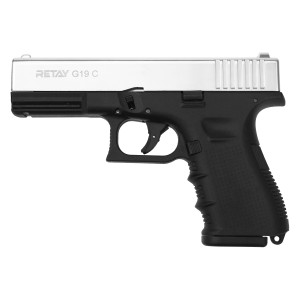 СХП Охолощенный пистолет Retay G19C Glock, кал. 9 мм, никель